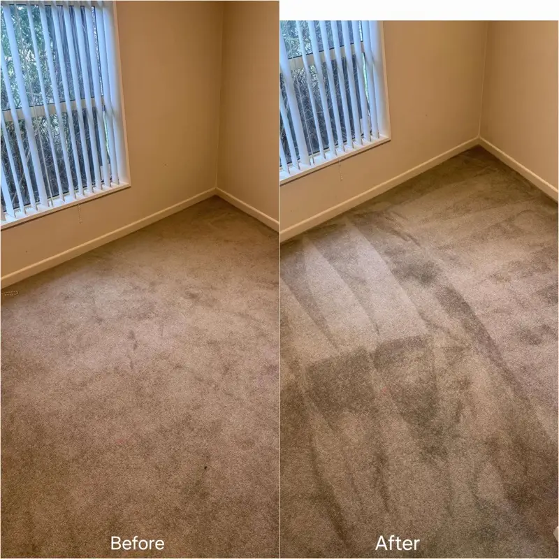Before and after: Bedroom carpet steam clean by SN Cleaning Services, Christchurch