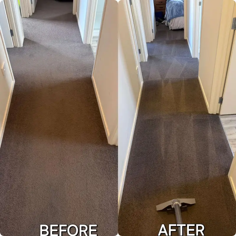 Before and after: Hallway carpet steam clean by SN Cleaning Services, Christchurch