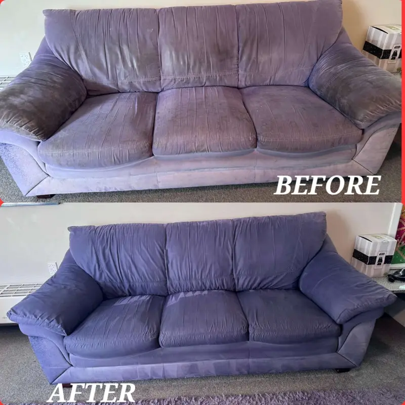 Before and after: Couch upholstery clean by SN Cleaning Services, Christchurch