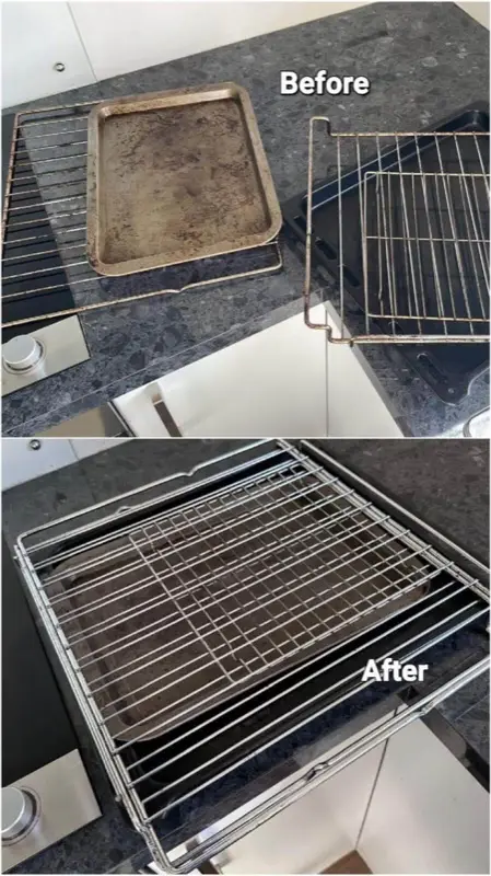 Before and after: Oven tray and rack clean by SN Cleaning Services, Christchurch
