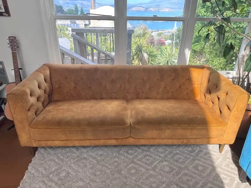 Velvet sofa upholstery clean by SN Cleaning Services, Christchurch